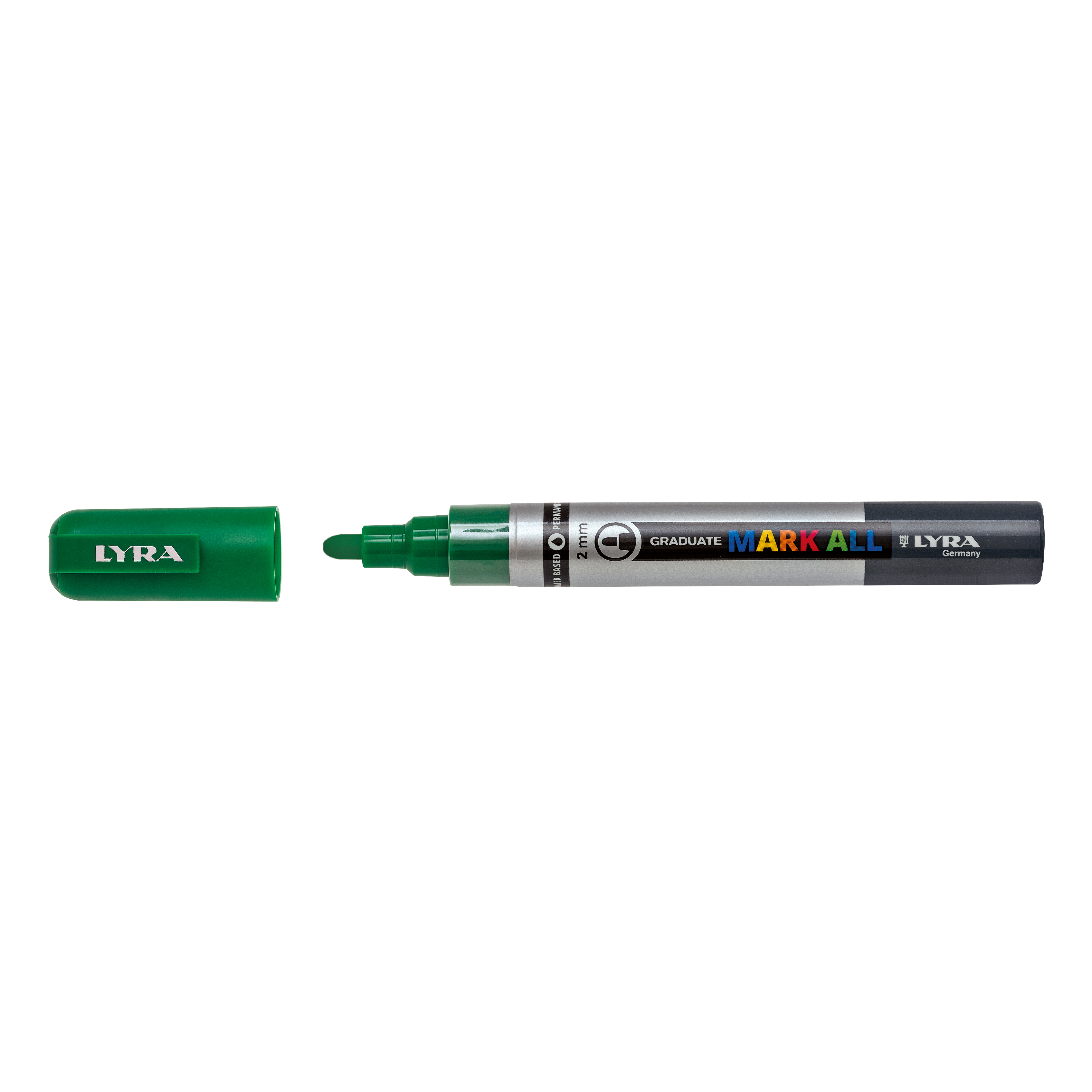 Lyra, Marker LYRA Graduate Mark All, pe baza de apa, varf 2mm, pentru orice suprafata - verde - vectordirect.ro