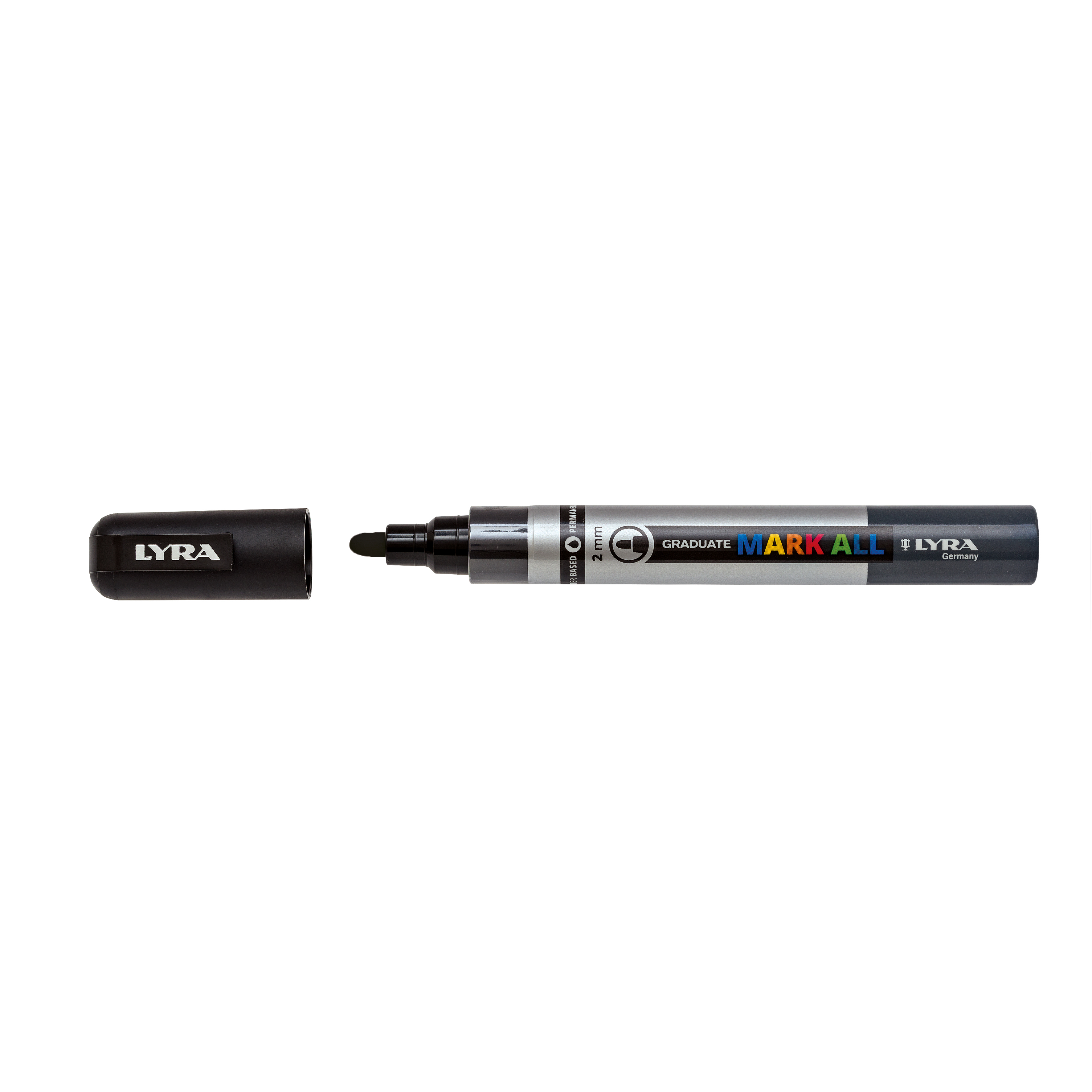 Lyra, Marker LYRA Graduate Mark All, pe baza de apa, varf 2mm, pentru orice suprafata - negru - vectordirect.ro