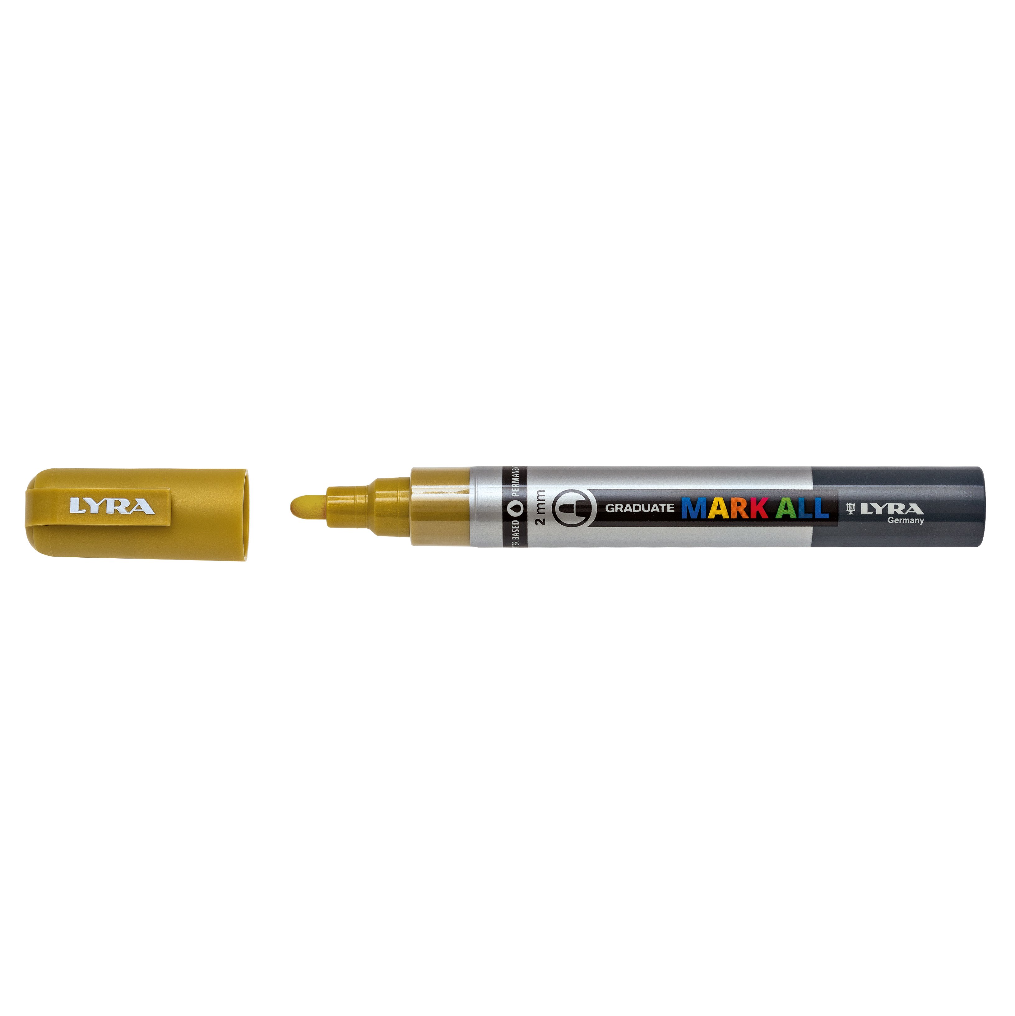 Lyra, Marker LYRA Graduate Mark All, pe baza de apa, varf 2mm, pentru orice suprafata - auriu - vectordirect.ro