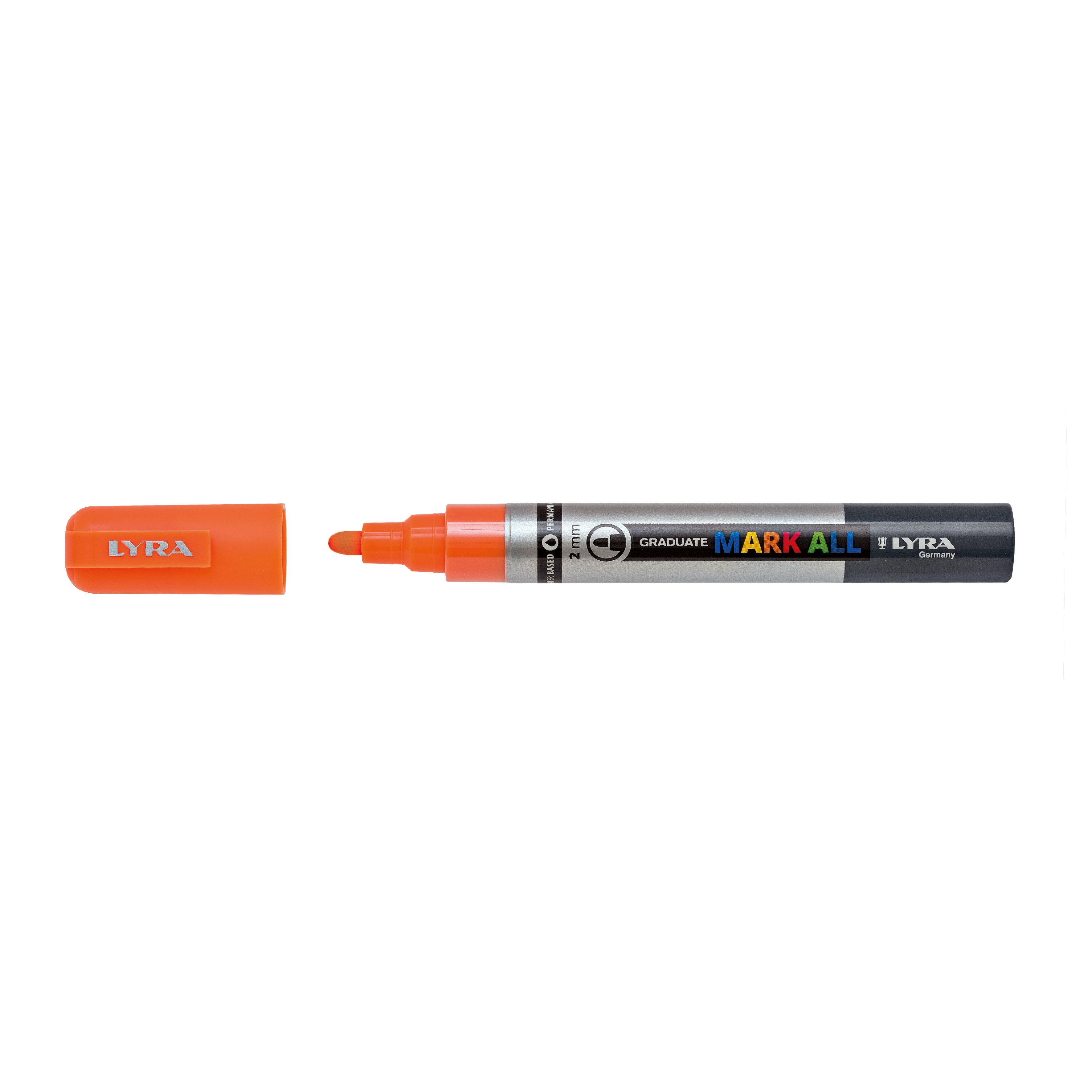 Lyra, Marker LYRA Graduate Mark All, pe baza de apa, varf 2mm, pentru orice suprafata - orange neon - vectordirect.ro