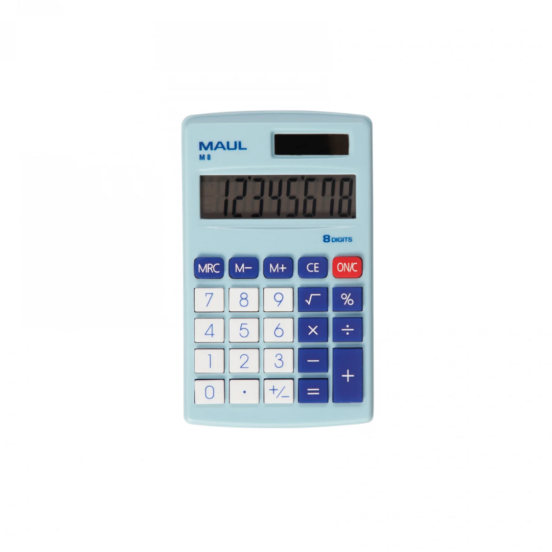Laminatoare, folii laminare Maul, Calculator de buzunar MAUL M8, 8 digits - albastru deschis - vectordirect.ro