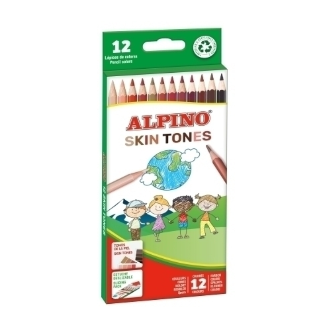 Rechizite scolare Scrikss Alpino, Creioane colorate, cutie carton, 12 culori/set, ALPINO - Skin Tones - vectordirect.ro