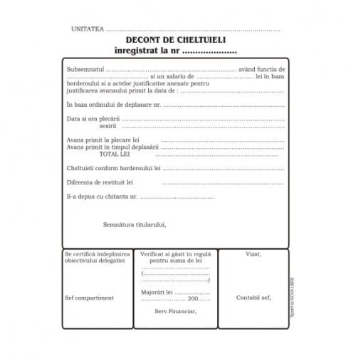 Indecsi si separatoare, Decont de cheltuieli, format A5, 100 coli/carnet - vectordirect.ro