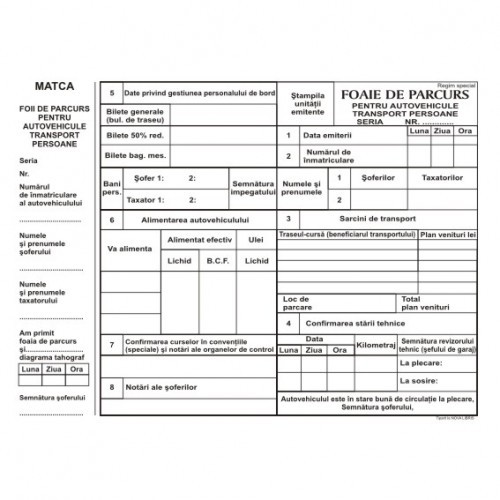 Indecsi si separatoare, Foaie parcurs persoane, format A4, 100 coli/carnet - vectordirect.ro