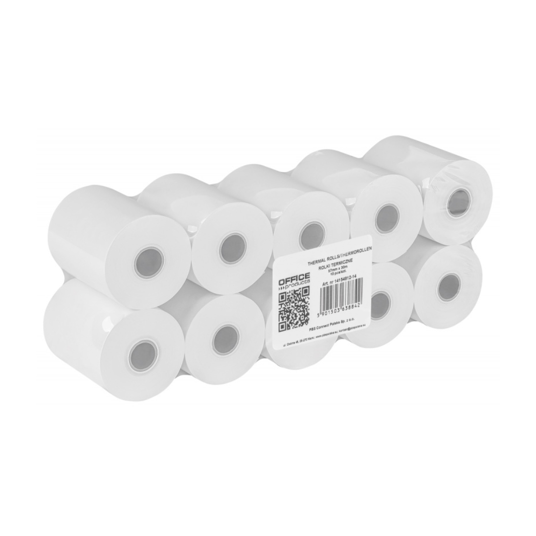 Office Products, Role hartie termica pentru case de marcat, 57mm x 30m x D12mm, 10buc/set, Office Products - vectordirect.ro