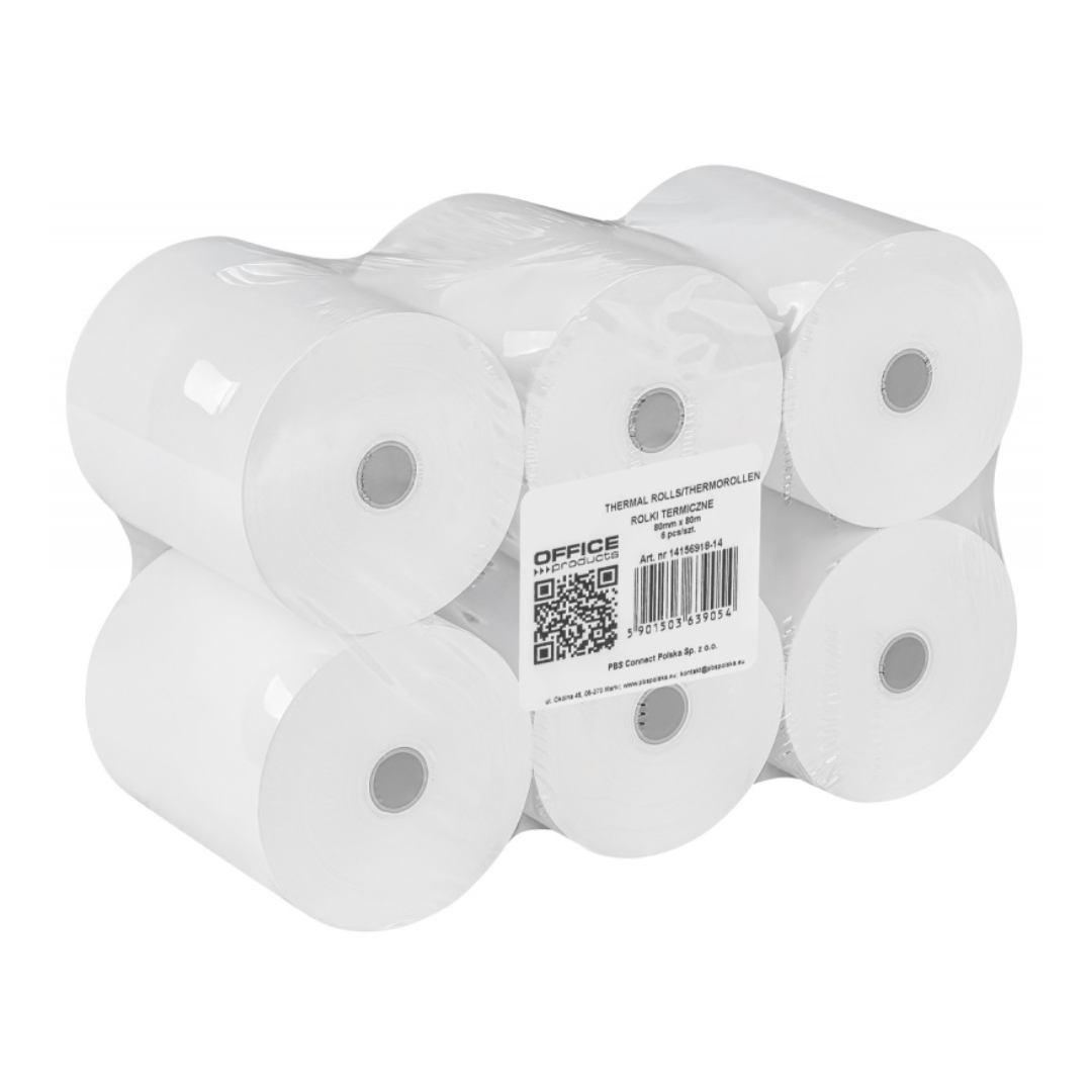 Office Products, Rola hartie termica, pentru case de marcat, 80mm x 80m x D15mm, 6buc/set, Office Products - vectordirect.ro