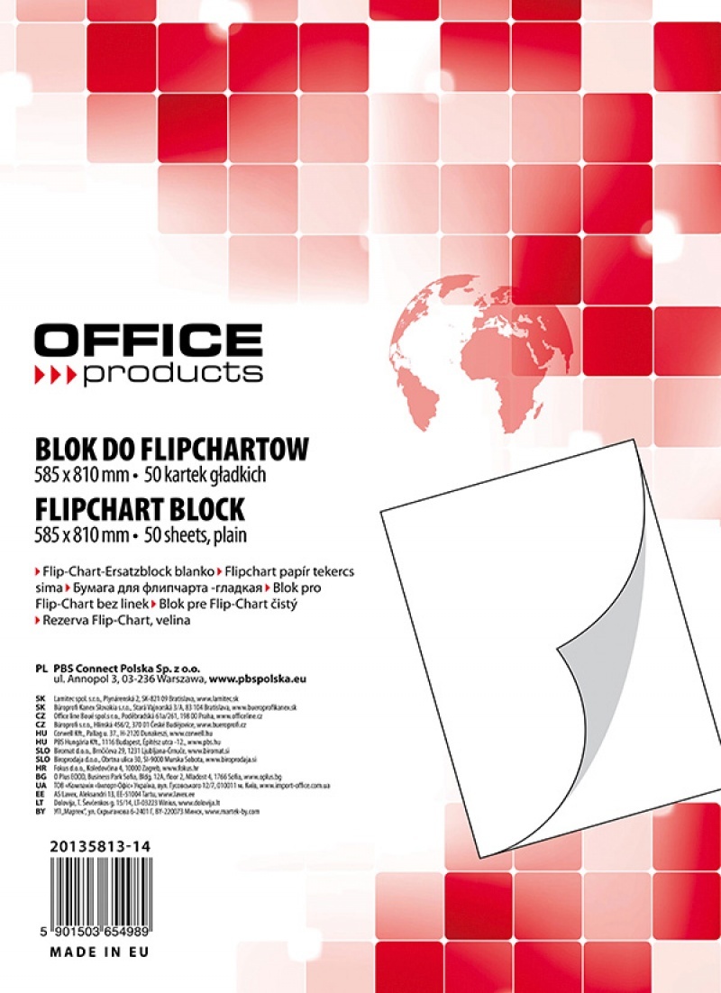 Rezerva hârtie pentru flipchart, 70g/mp, 58.5x81cm, 50coli/top, Office products - velina