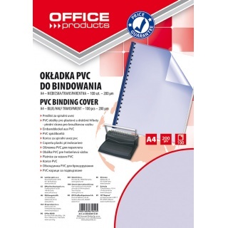 Toate produsele, Coperta plastic PVC, 200 microni, A4, 100/top Office Products - albastru transparent - vectordirect.ro