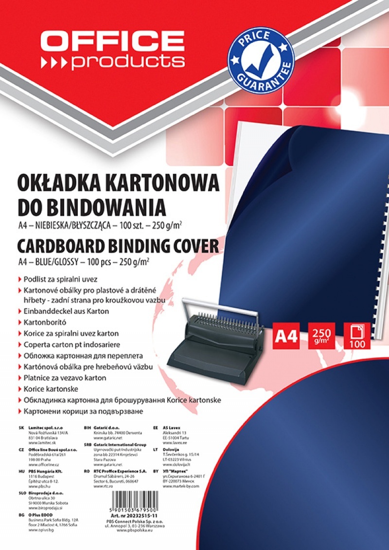 Coperta carton lucios 250g/mp, A4, 100/top, Office Products - bleumarin