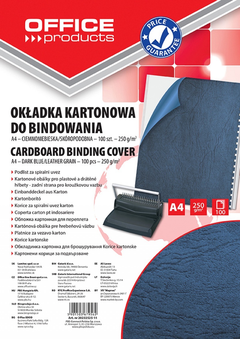 Toate produsele, Coperta carton imitatie piele 250g/mp, A4, 100/top Office Products - bleumarin - vectordirect.ro