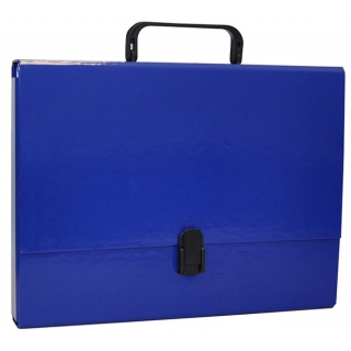 Mape din plastic, Servieta din carton laminat, A4/5cm, cu inchidere si maner, Office Products - bleumarin - vectordirect.ro