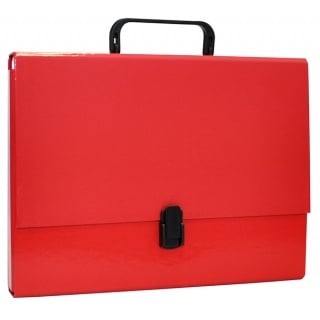 Rigle, Servieta din carton laminat, A4/5cm, cu inchidere si maner, Office Products - rosu - vectordirect.ro