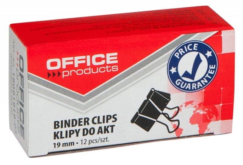 Agrafe, clipsuri, ace cu gamalie, stegulete si pioneze, Clip hartie 19mm, 12buc/cutie, Office Products - negru - vectordirect.ro