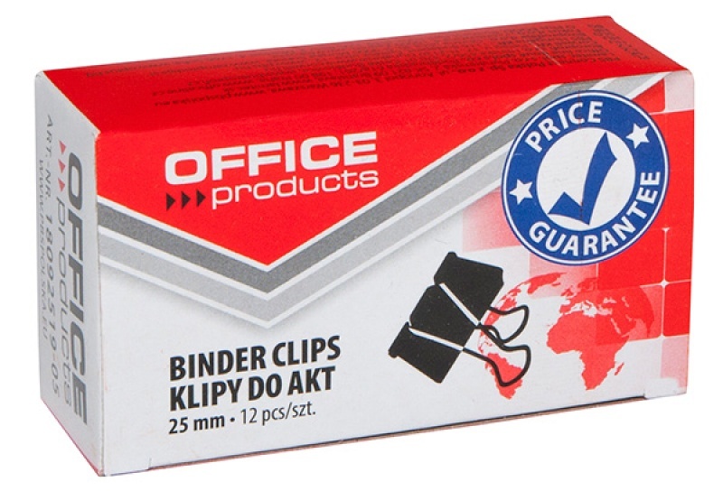 Clip hartie 25mm, 12buc/cutie, Office Products - negru