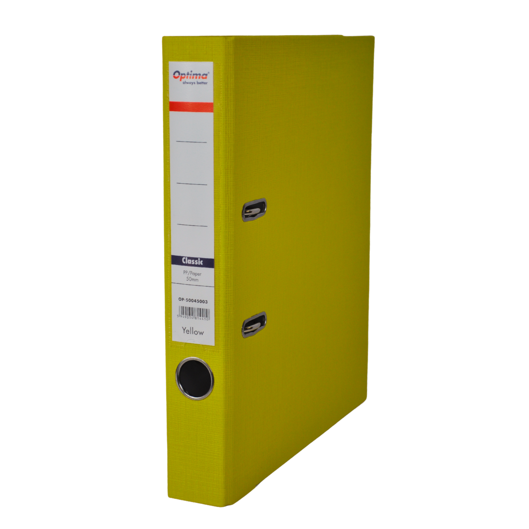 Campanie Esselte, Biblioraft plastifiat 5 cm Optima Classic A4 - galben - vectordirect.ro