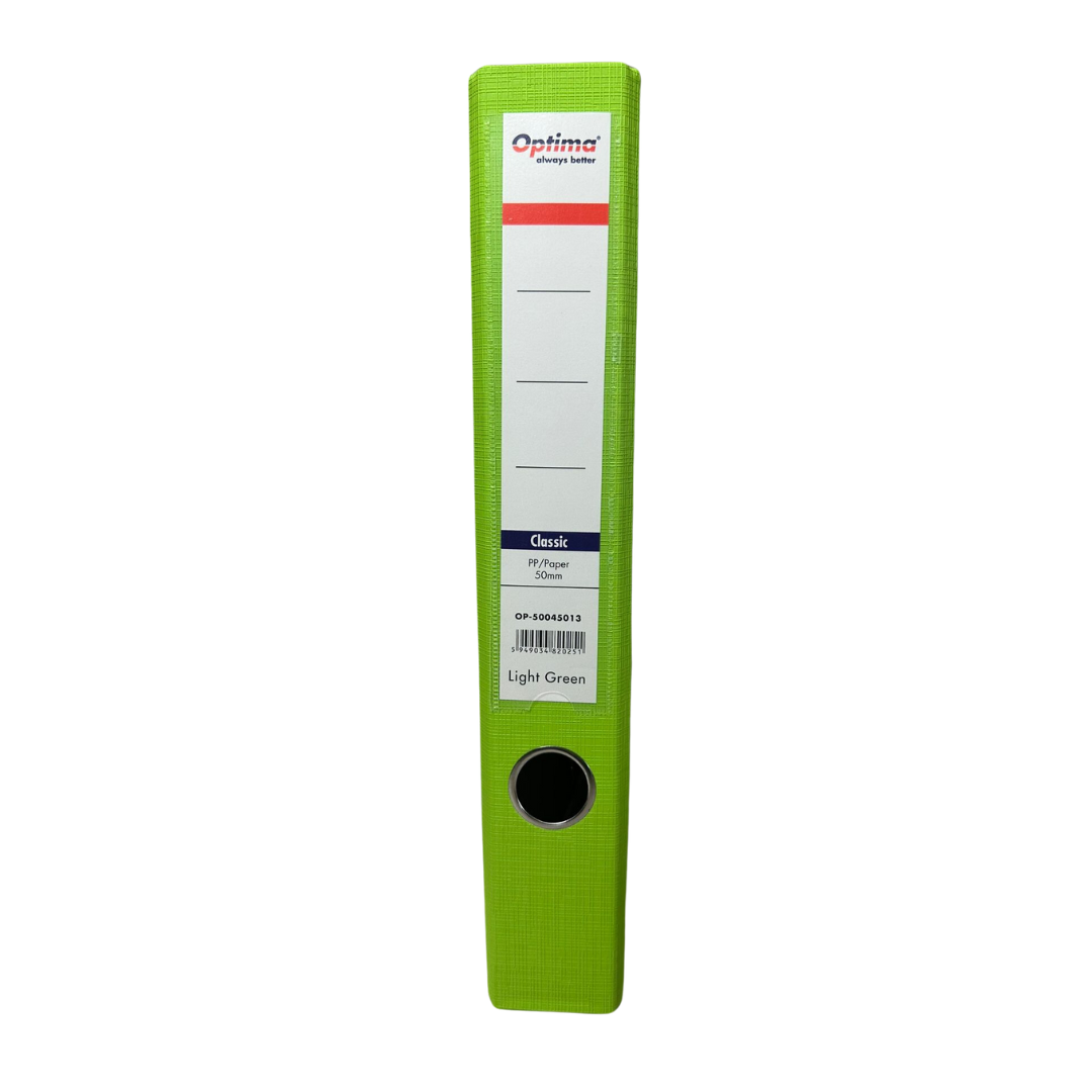Optima, Biblioraft plastifiat 5 cm Optima Classic A4 - verde deschis - vectordirect.ro