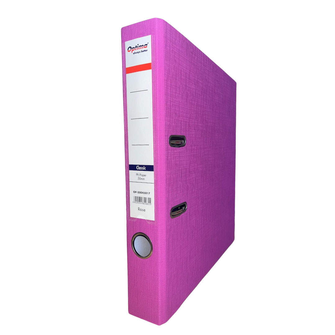 Bibliorafturi plastifiate, Biblioraft plastifiat 5 cm Optima Classic A4 - rose - vectordirect.ro