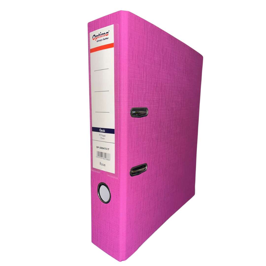 Biblioraft plastifiat 7,5 cm Optima Classic A4 - rose
