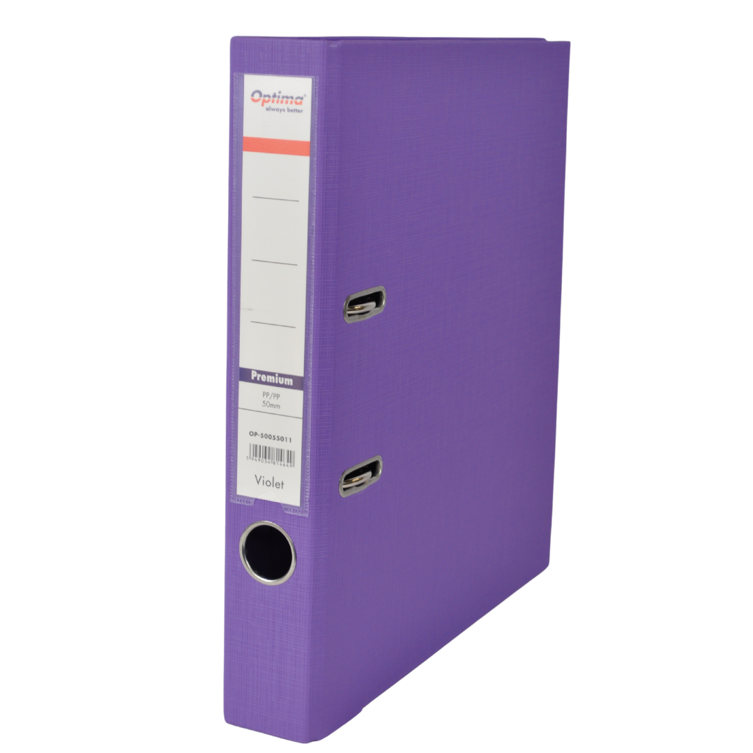 Optima, Biblioraft plastifiat interior-exterior 5 cm Optima Premium A4 - violet - vectordirect.ro