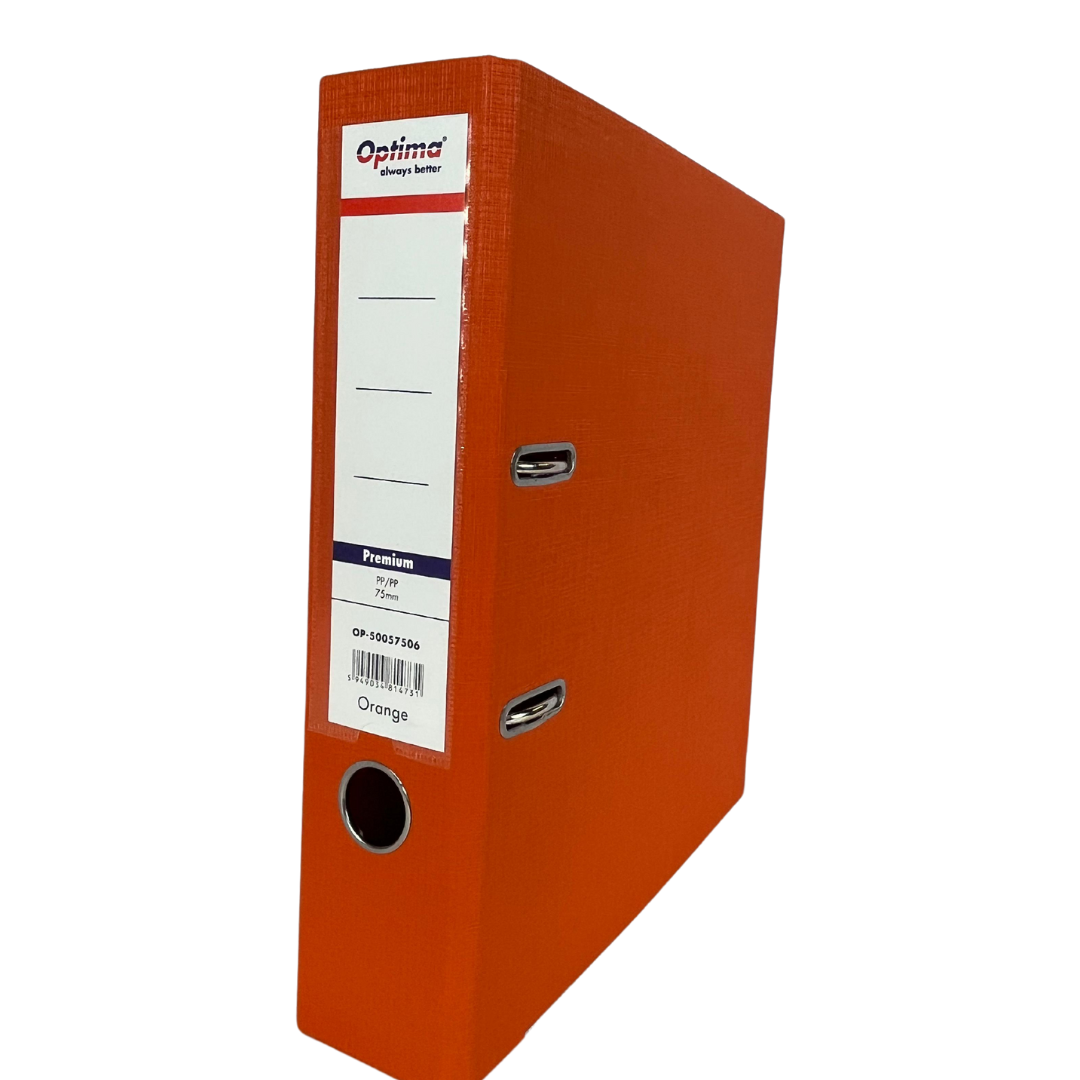 Biblioraft plastifiat interior-exterior 7,5 cm Optima Premium A4 - portocaliu
