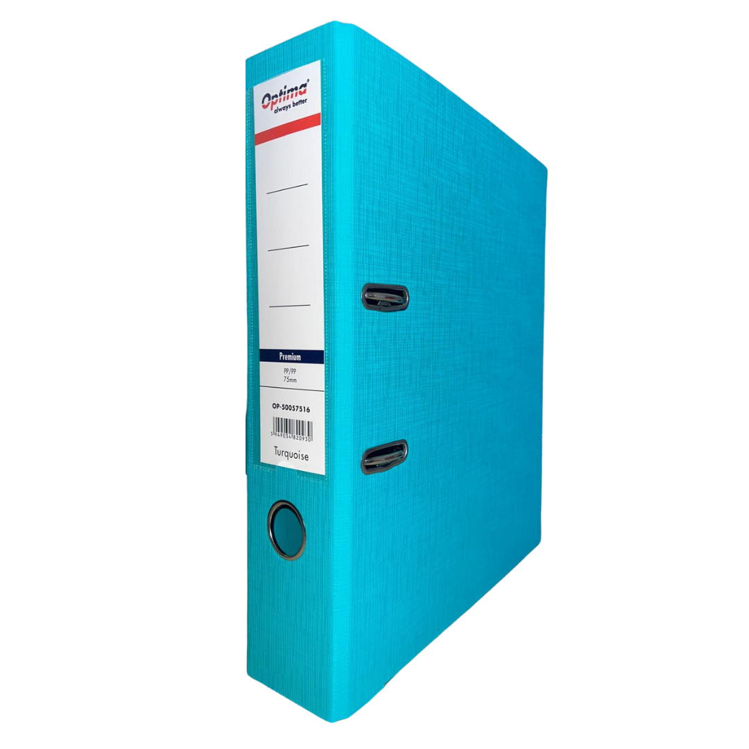 Biblioraft plastifiat interior-exterior 7,5 cm Optima Premium A4 - turcoaz