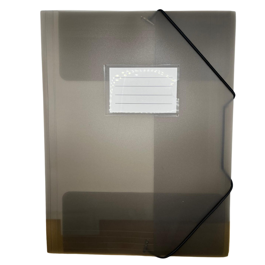 Mape din plastic Optima, Mapa plastic cu elastic pe colturi, cu eticheta, 500 microni, Optima - fumuriu - vectordirect.ro