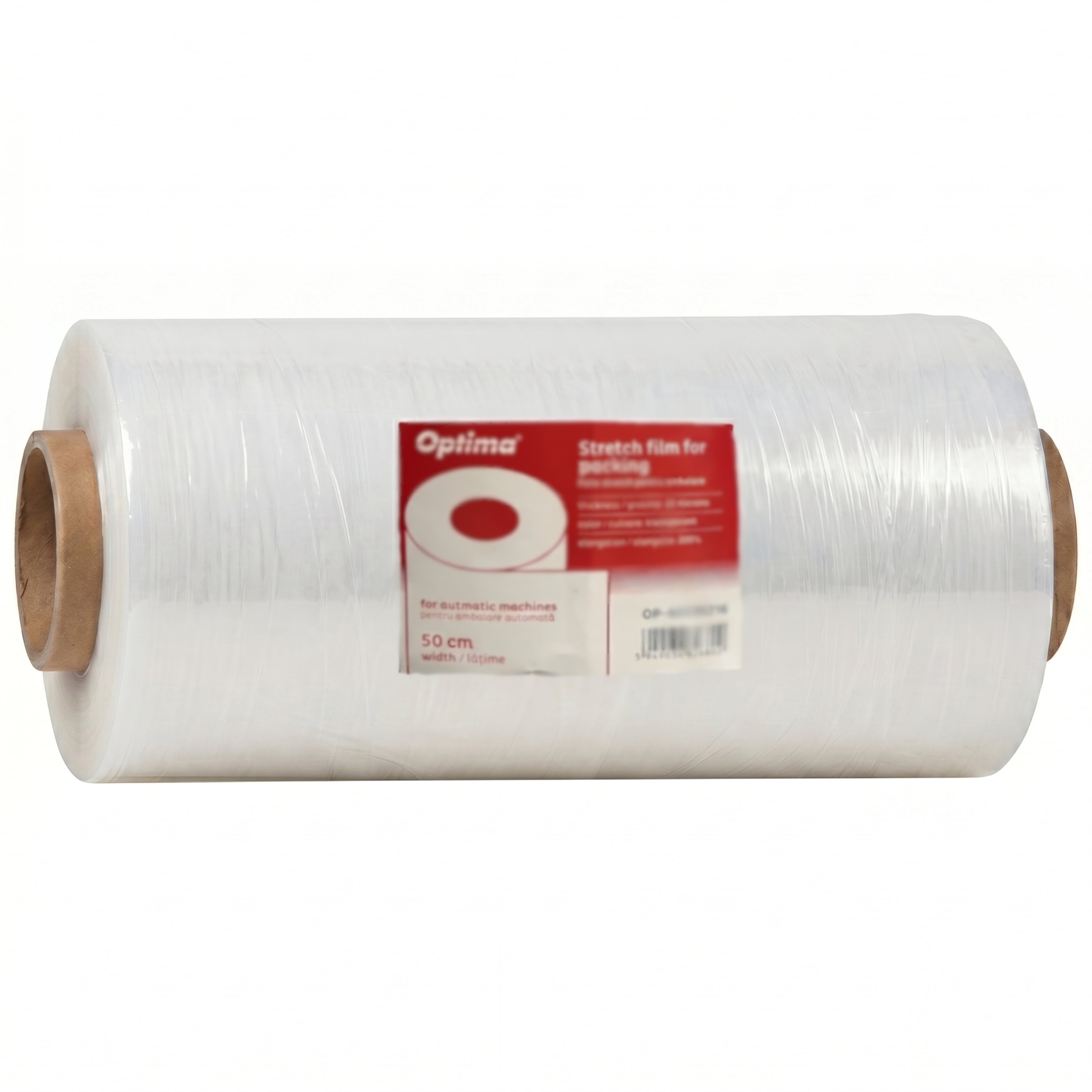 Folie stretch transparenta Optima, 50cm latime, 20microni, elongatie 200% - masini automate