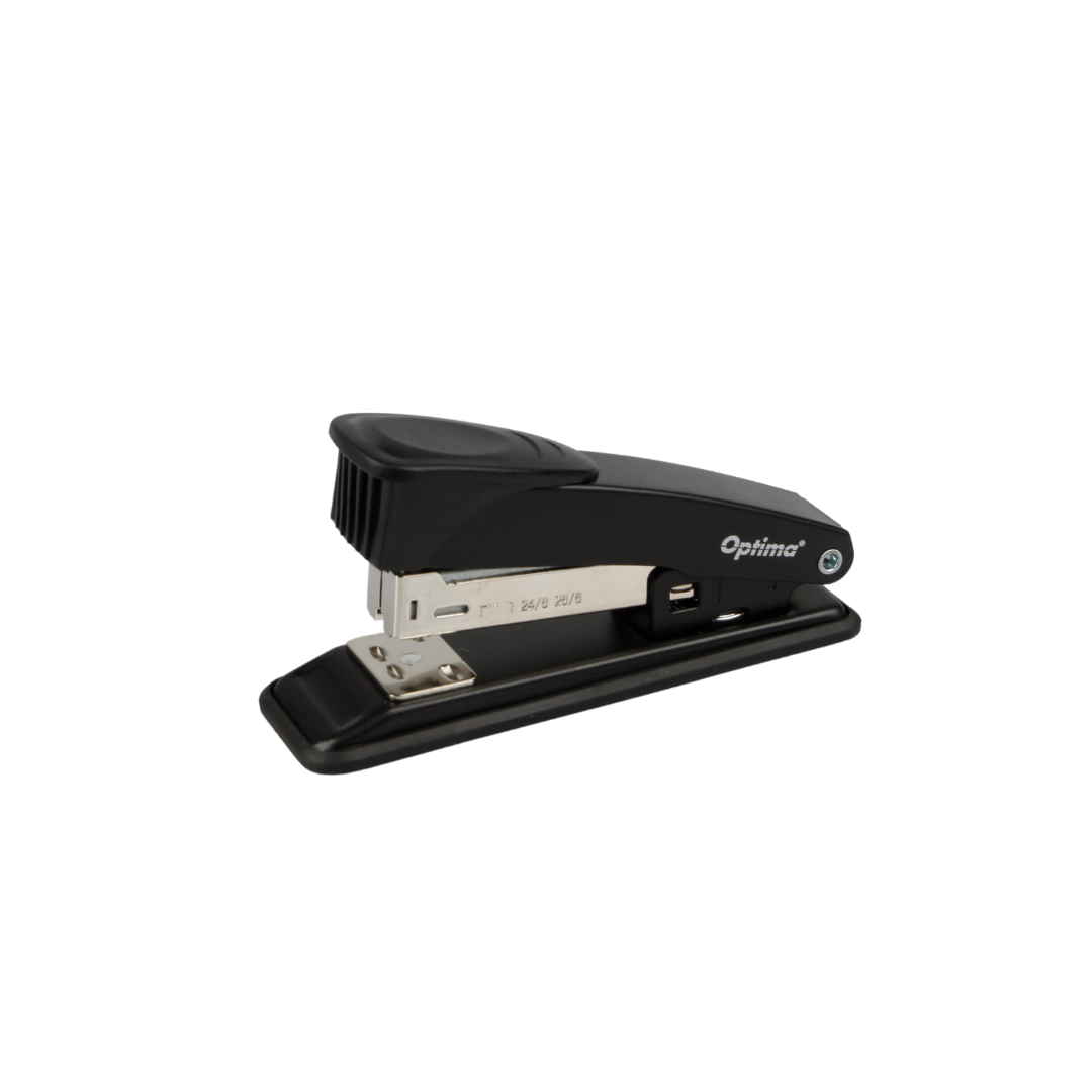 Optima, Capsator metalic, 25 coli, 116x54x34mm, capse 24/6, 26/6, 24/8, Optima MS25 - negru - vectordirect.ro