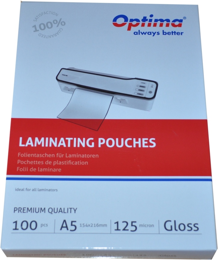 Echipamente birou Opus Optima, Folie pentru laminare,   A5 (154 x 216 mm), 125 microni 100buc/top Optima - vectordirect.ro