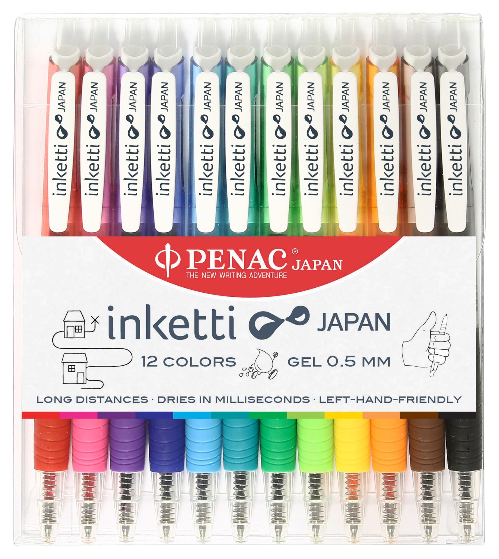 Set 12 pixuri cu gel PENAC Inketti - culori asortate