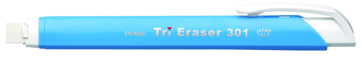 Rechizite scolare, Radiera mecanica PENAC Tri Eraser, triunghiulara, 100% cauciuc - corp albastru pastel - vectordirect.ro