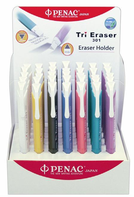 Penac, Display radiere mecanice PENAC Tri Eraser, triunghiulare, 100% cauciuc, 35 buc/display-culori asorta - vectordirect.ro