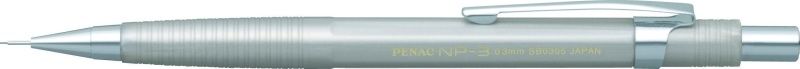 Toate produsele, Creion mecanic profesional PENAC NP-3, 0.3mm, con metalic cu varf cilindric fix - corp argintiu - vectordirect.ro