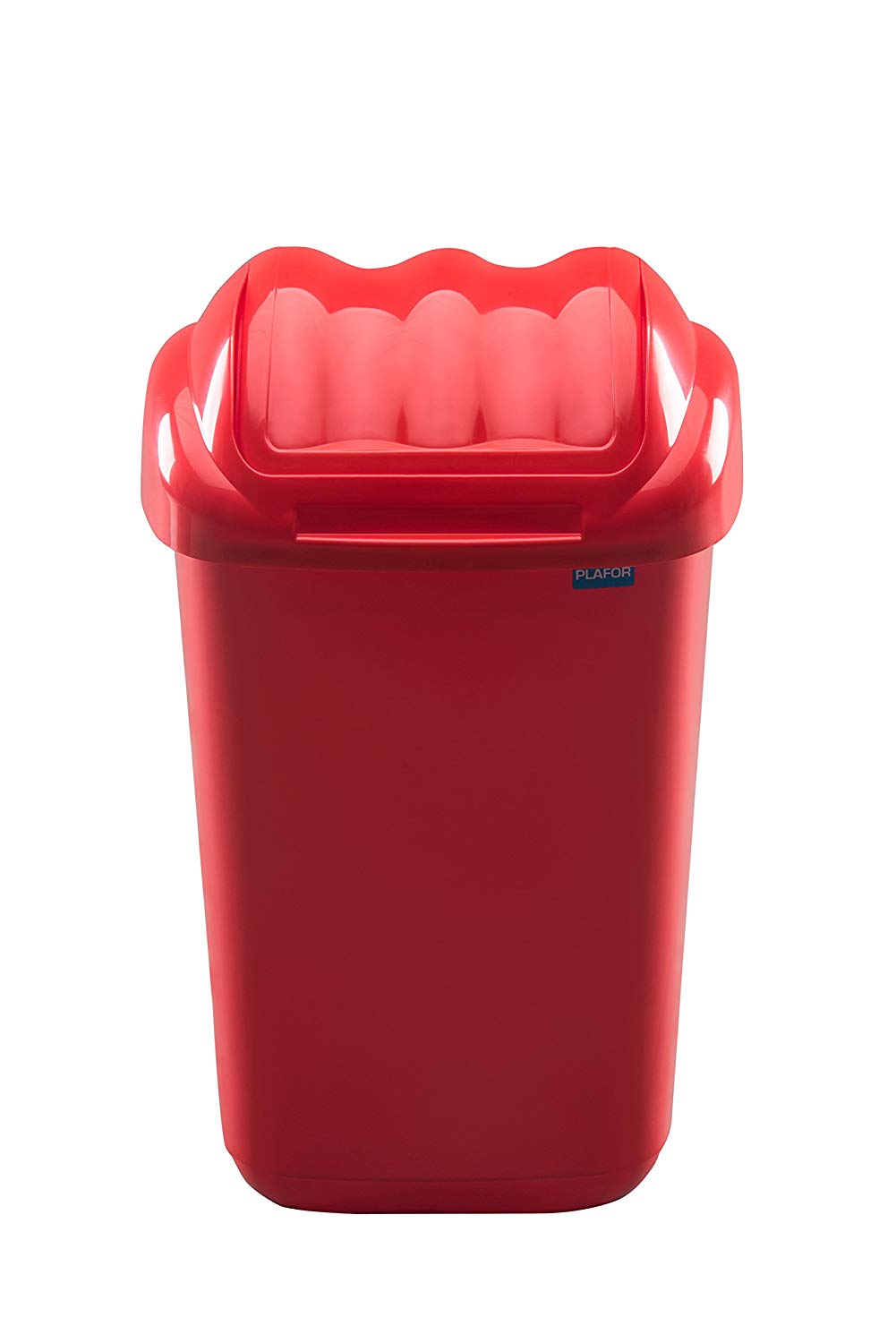 Cos plastic cu capac batant, pentru reciclare selectiva, capacitate 50l, PLAFOR Fala - rosu