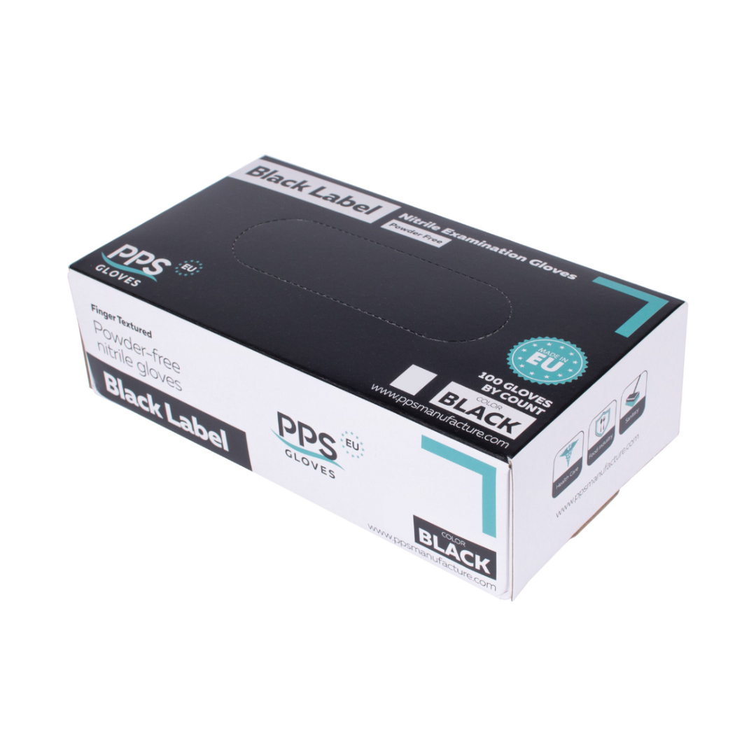 Pps, Manusi nitril PPS Pro Label, unica folosinta, 5.5gr.- 0.13mm, 100 buc/cutie - negre - marime S - vectordirect.ro