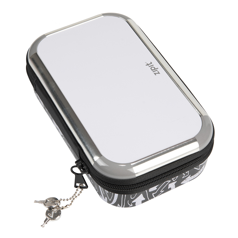 Penare Zipit, Penar cu fermoar neechipat ZIPIT & LOCK Tin - White Board Grey - vectordirect.ro