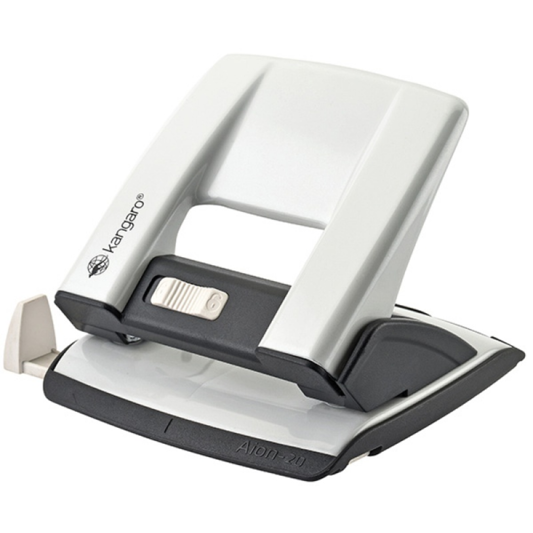 Perforatoare, Perforator metalic 20 coli, KANGARO Aion 20G/S - alb metalizat - vectordirect.ro