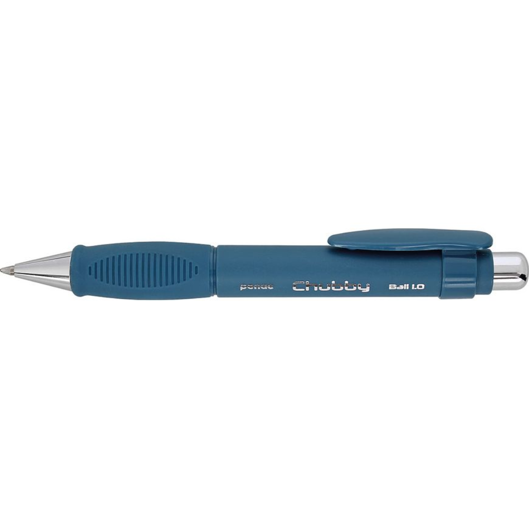 Pixuri cu mecanism, Pix PENAC Chubby, rubber grip, 1.0mm, varf metalic, corp teal - scriere albastra - vectordirect.ro