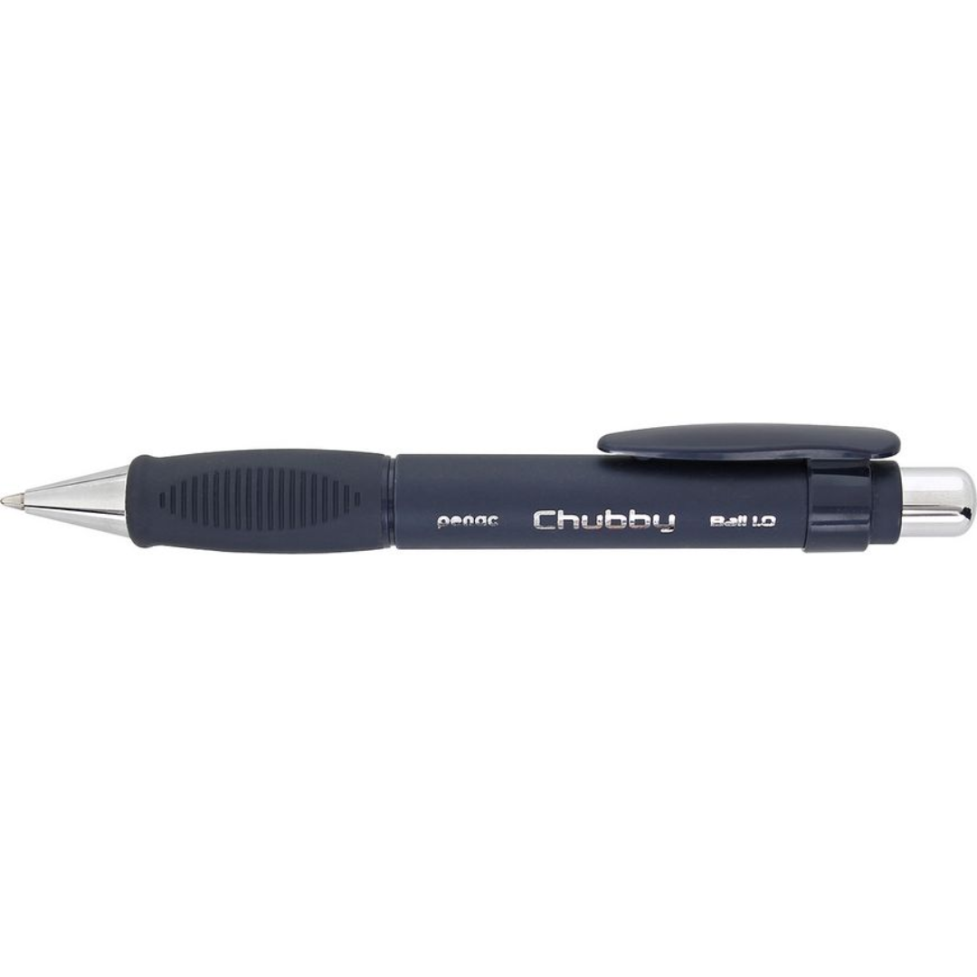 Instrumente de scris, Pix PENAC Chubby, rubber grip, 1.0mm, varf metalic, corp negru - scriere albastra - vectordirect.ro