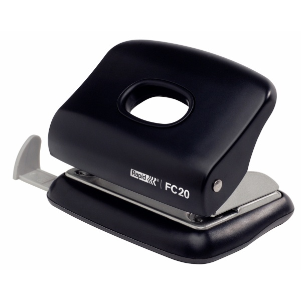 Perforator plastic Rapid FC20, 20 de coli, cutie, negru