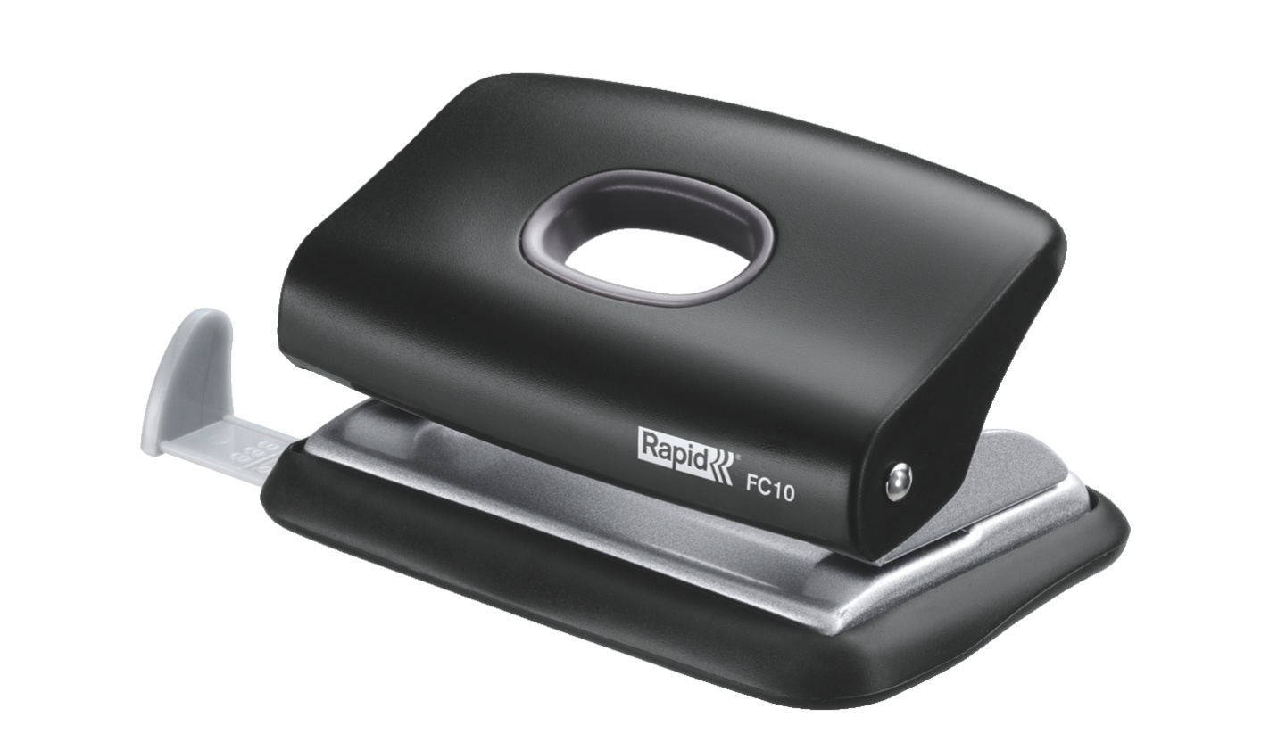 Perforator plastic Rapid FC10, 10 coli, cutie, negru