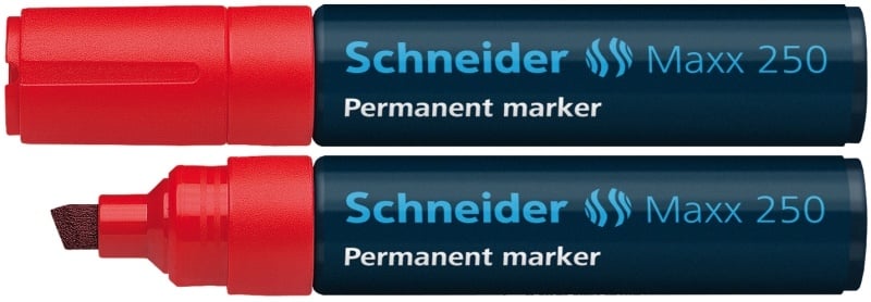 Stilouri, Permanent marker SCHNEIDER Maxx 250, varf tesit 2+7mm - rosu - vectordirect.ro