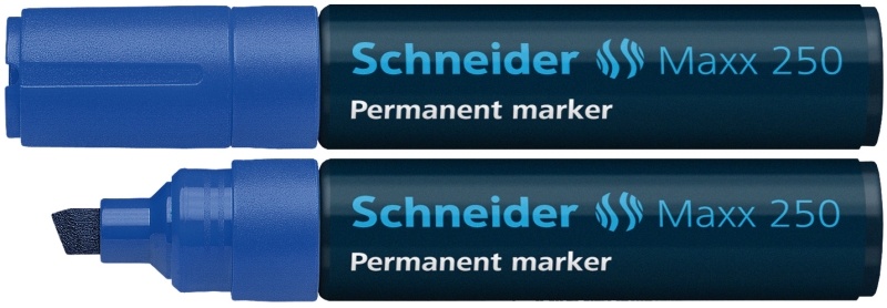Toate produsele, Permanent marker SCHNEIDER Maxx 250, varf tesit 2+7mm - albastru - vectordirect.ro
