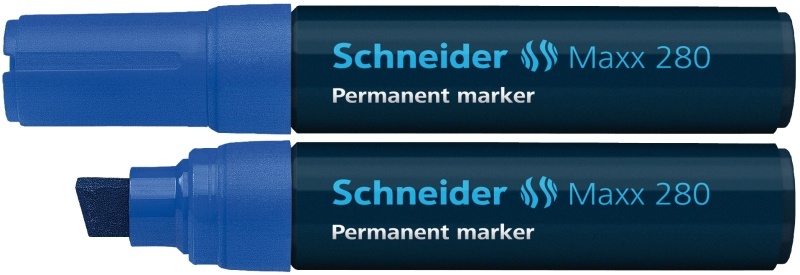 Toate produsele, Permanent marker SCHNEIDER Maxx 280, varf tesit 4+12mm - albastru - vectordirect.ro