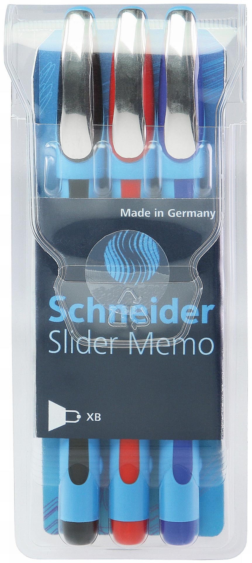 Toate produsele, Pix SCHNEIDER Slider Memo XB, rubber grip, accesorii metalice, 3 culori/set - (N, R, A) - vectordirect.ro