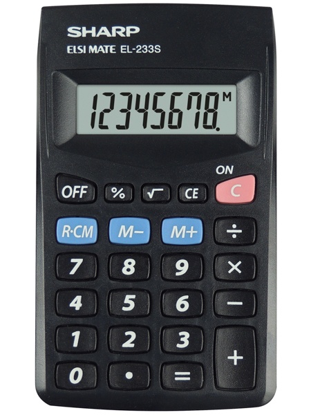 Laminatoare, folii laminare, Calculator de buzunar, 8 digits, 103 x 60 x 8 mm, SHARP EL-233SBBK - negru - vectordirect.ro