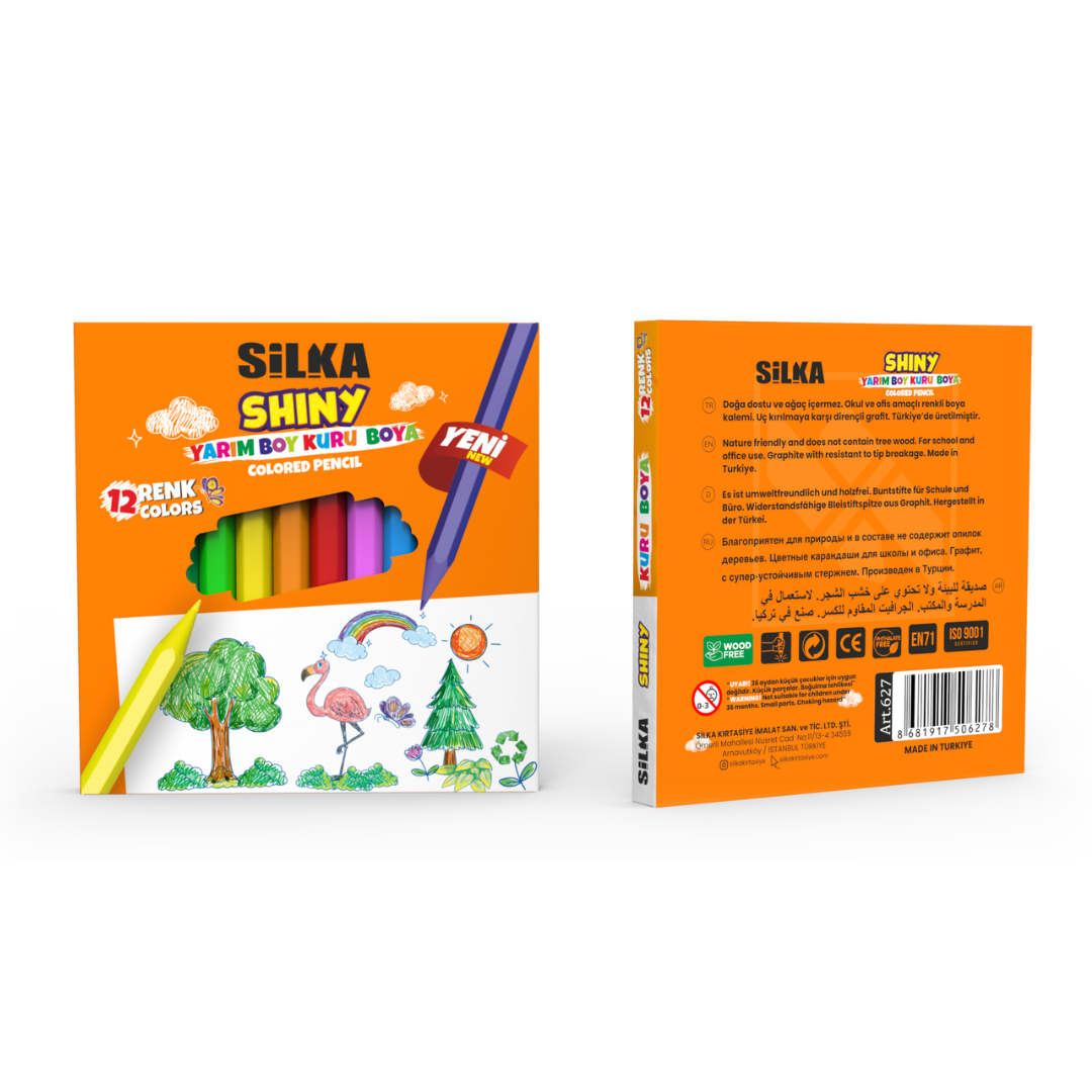 Rechizite scolare Iternet Silka Manley Lyra, Creioane colorate, 12 culori/cutie, SILKA Shiny Jumbo - vectordirect.ro