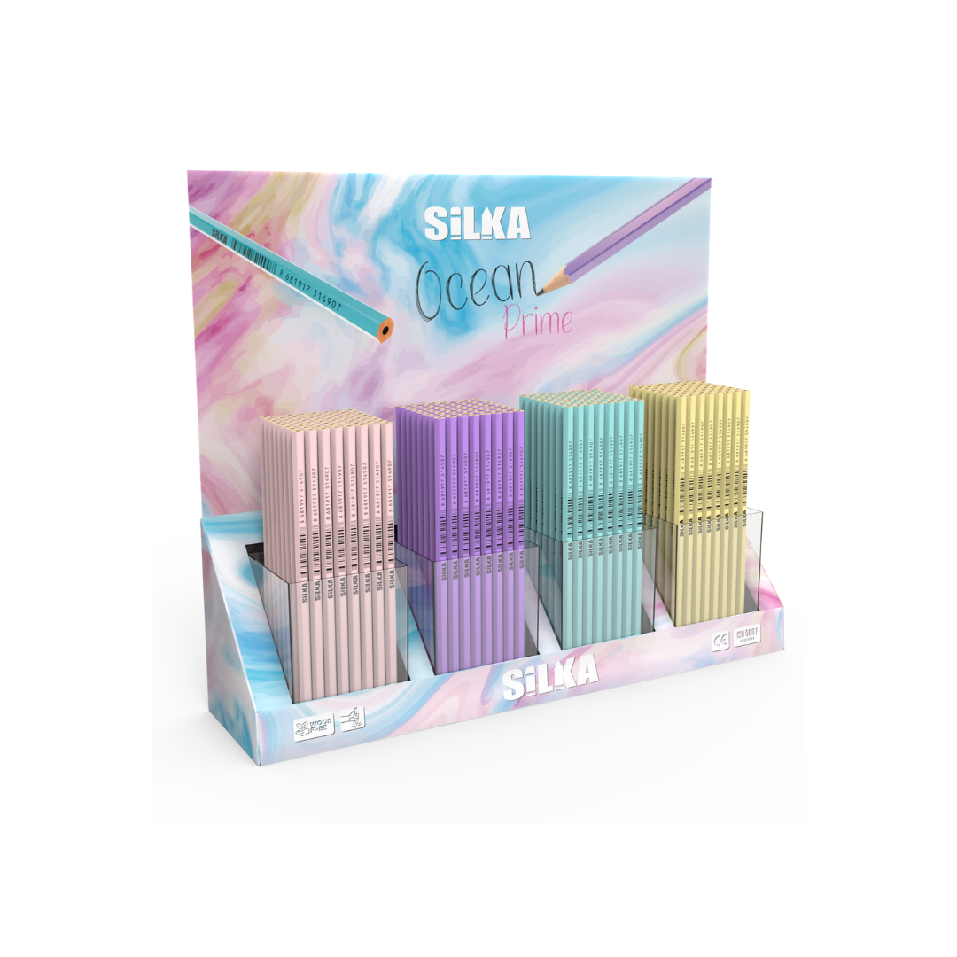 Silka, Display creioane, 4culori x 72buc(288buc)/display, SILKA Ocean Prime - vectordirect.ro