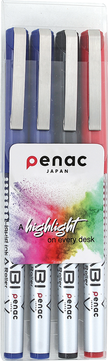 Rollere, Set 4 rollere cu cerneala PENAC Miyabi, ball point 0.7mm - culori (2 x blue, 1 x black, red) - vectordirect.ro