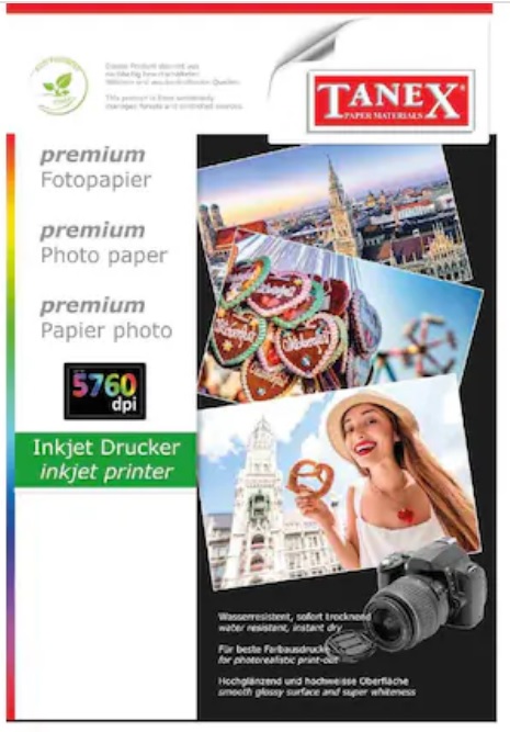 Tanex, Hartie foto lucioasa, pentru inkjet, A4 - 180gsm, 25 coli/top, TANEX - vectordirect.ro